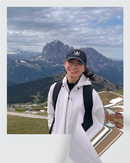 Sabrina hiking in the Dolomites